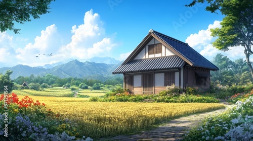 Charming Cottage in a Lush Meadow with Mountain View - Peaceful Countryside