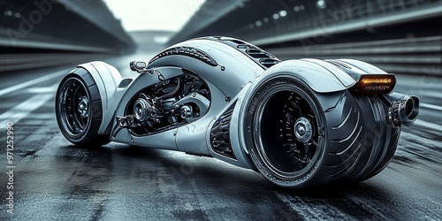 Futuristic Motorcycle, High-Tech Vehicle photo