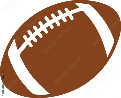 Football clip art design on plain white transparent isolated background for card, shirt, hoodie, sweatshirt, apparel, card, tag, mug, icon, poster or badge