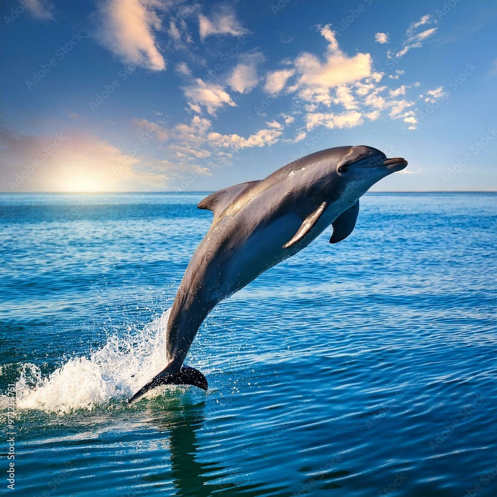 Fototapeta premium two dolphins jumping