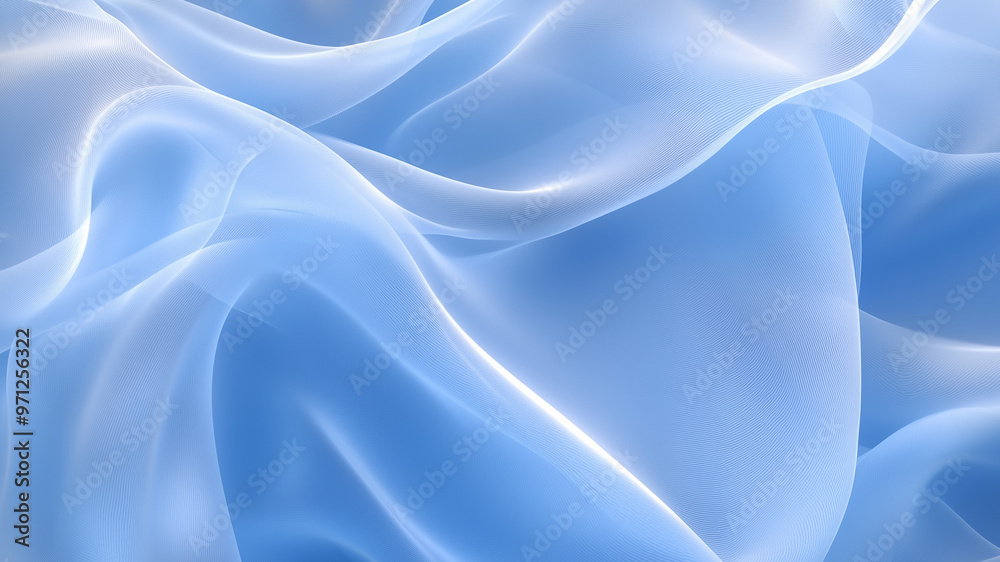 Obraz premium Soft Abstract Blue Waves with Flowing Fabric Texture