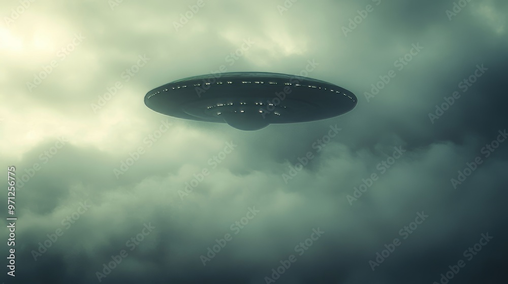 A large, alien shaped object is flying through the sky A large, alien shaped object is flying through the sky
