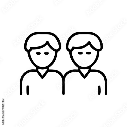 Two Identical Adult Male Twins Icon in Black