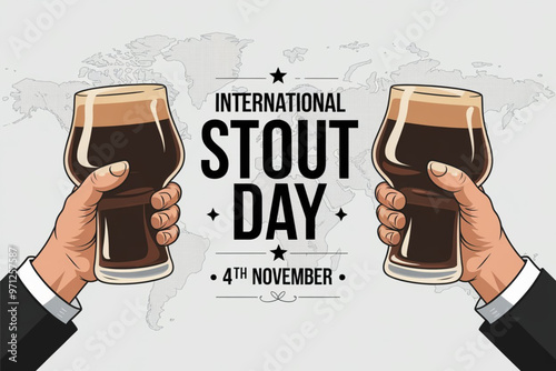 Celebrating International Stout Day with classic beer glasses illustration