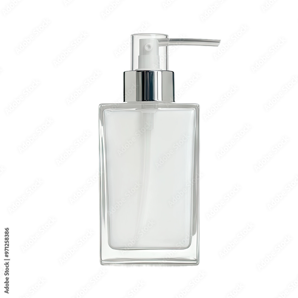 Empty glass bottle with pump Empty glass bottle with pump