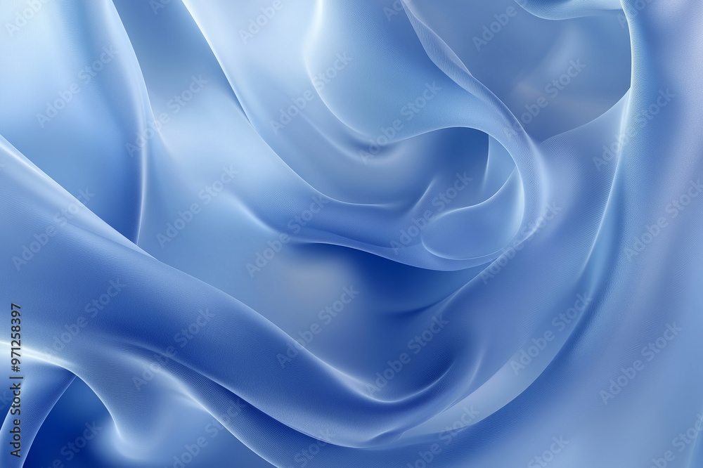 Soft Abstract Blue Waves with Flowing Fabric Texture