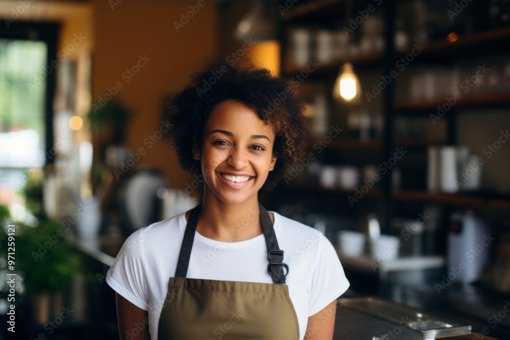 Smiling portrait of a young female barista Smiling portrait of a young female barista