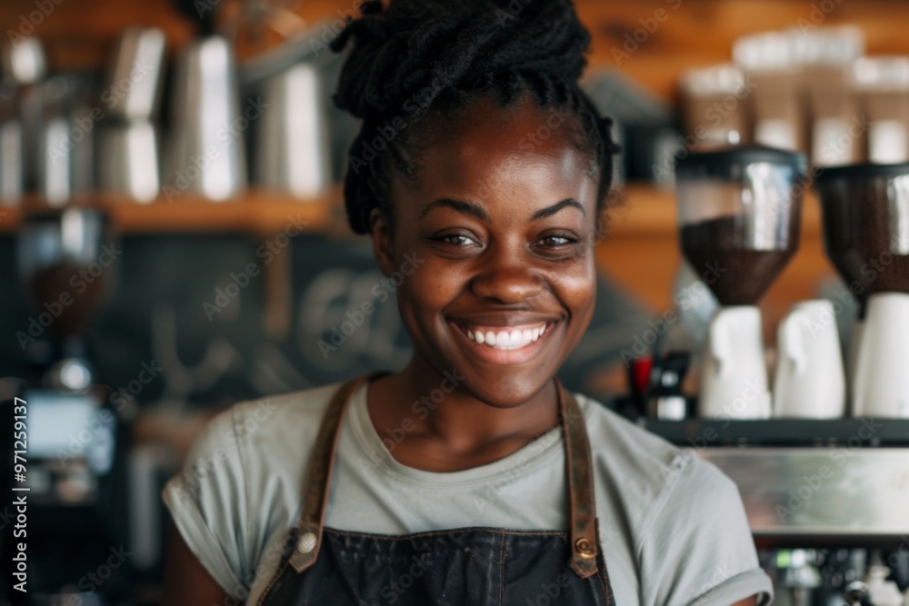 Smiling portrait of a young female barista
