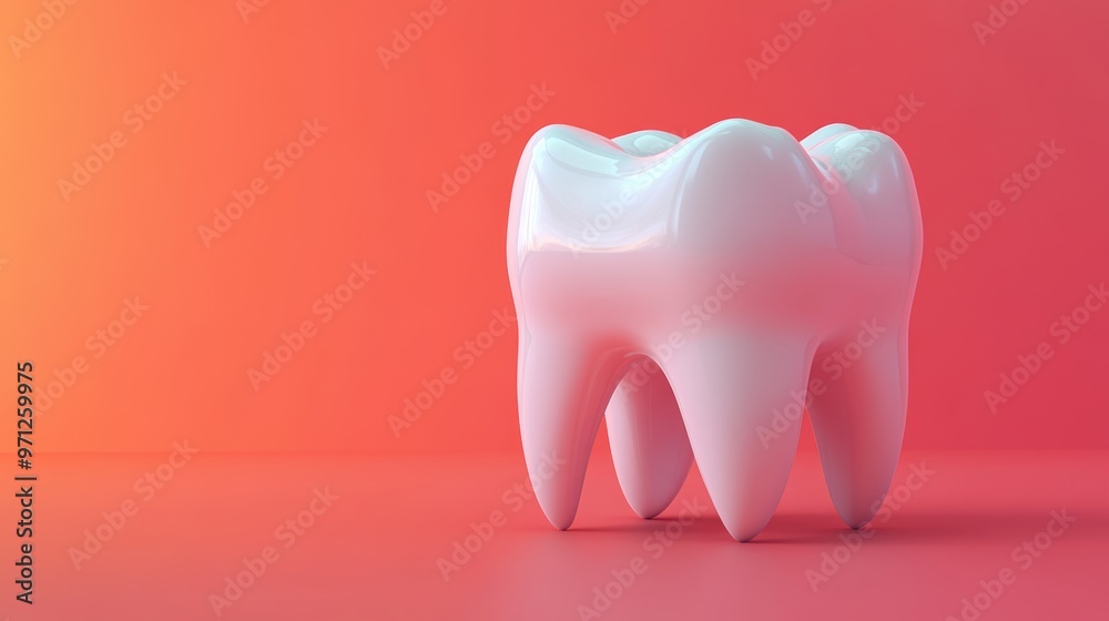 Tooth Icon with Bold Colorful Background Shapes in Modern Minimal Design