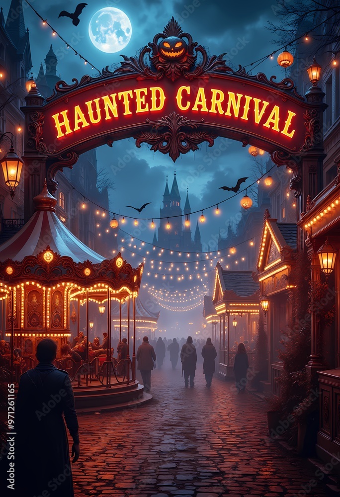 Haunted Halloween Carnival Scene Haunted Halloween Carnival Scene