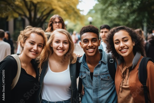 Portrait of a smiling diverse group of students