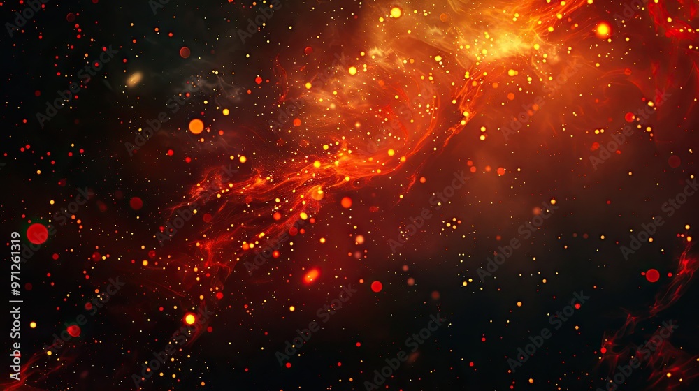 Fototapeta premium A vibrant cosmic scene depicting swirling galaxies and luminous particles, evoking the beauty of the universe.