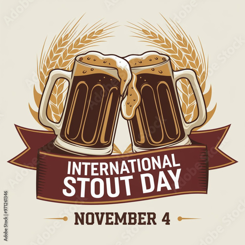 Celebrating International Stout Day with classic beer glasses illustration