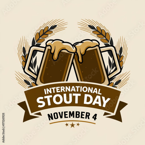 Celebrating International Stout Day with classic beer glasses illustration