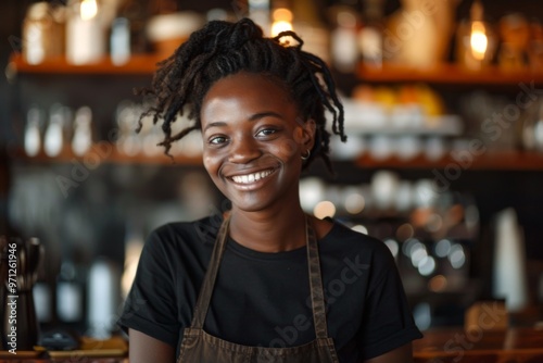 Smiling portrait of a young female barista