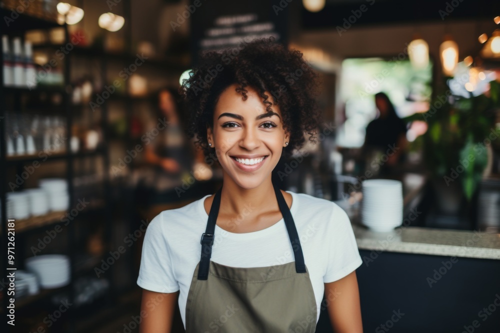 Smiling portrait of a young female barista Smiling portrait of a young female barista