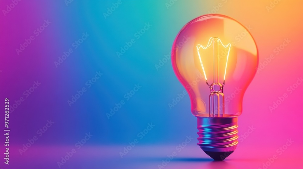 Modern Light Bulb Icon in Minimal Style on Bright Colorful Background Modern Light Bulb Icon in Minimal Style on Bright Colorful Background