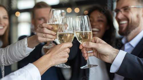 Group Toasting to a Colleague's Work Anniversary