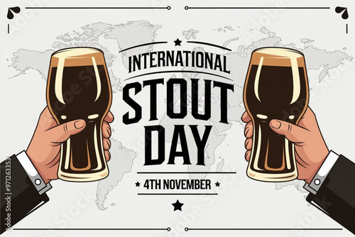 Celebrating International Stout Day with classic beer glasses illustration