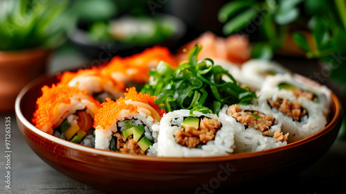 sushi rolls on a plate photo