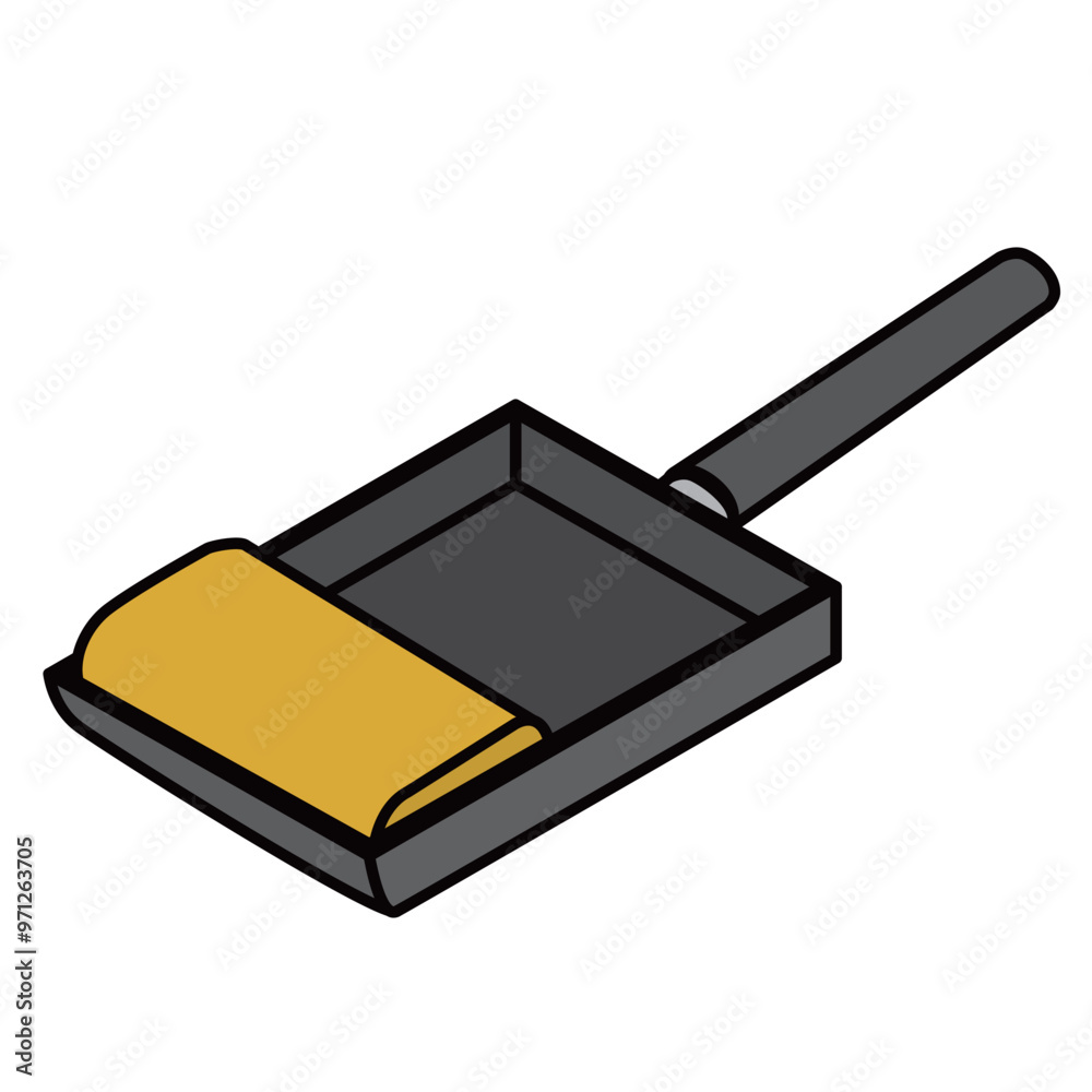 卵焼きがのっている卵焼き器のイラスト 卵焼きがのっている卵焼き器のイラスト