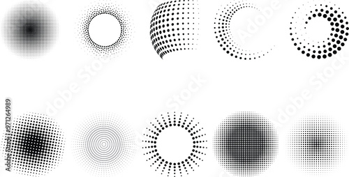 halftone dotted circle set collection