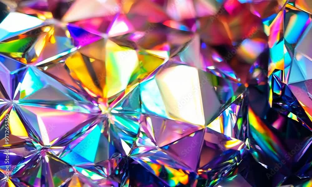 Radiant gemstone patterns with prismatic effects, hyperrealistic Video Radiant gemstone patterns with prismatic effects, hyperrealistic Video