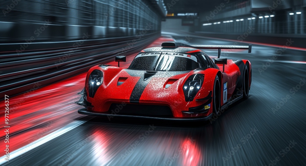 Fototapeta premium Exciting Race Car Speeding on the Track