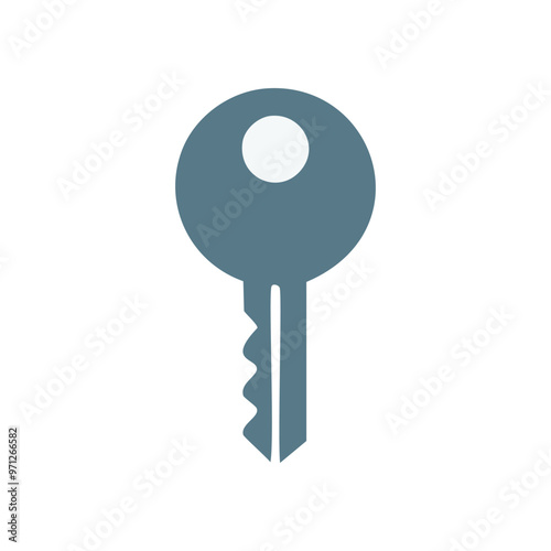 Simple key icon. Flat design key icon representing access, entry, or unlock.