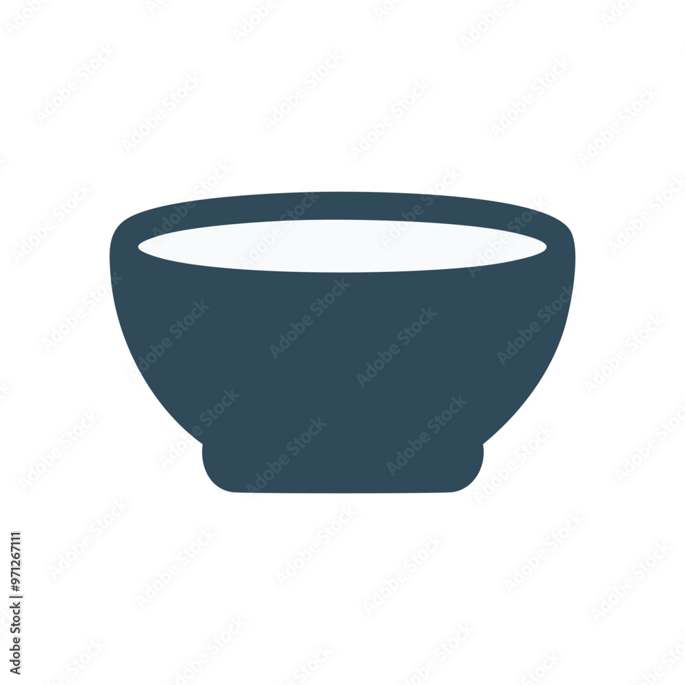 Bowl of water. Empty bowl filled with water, perfect for a clean and minimalist design.