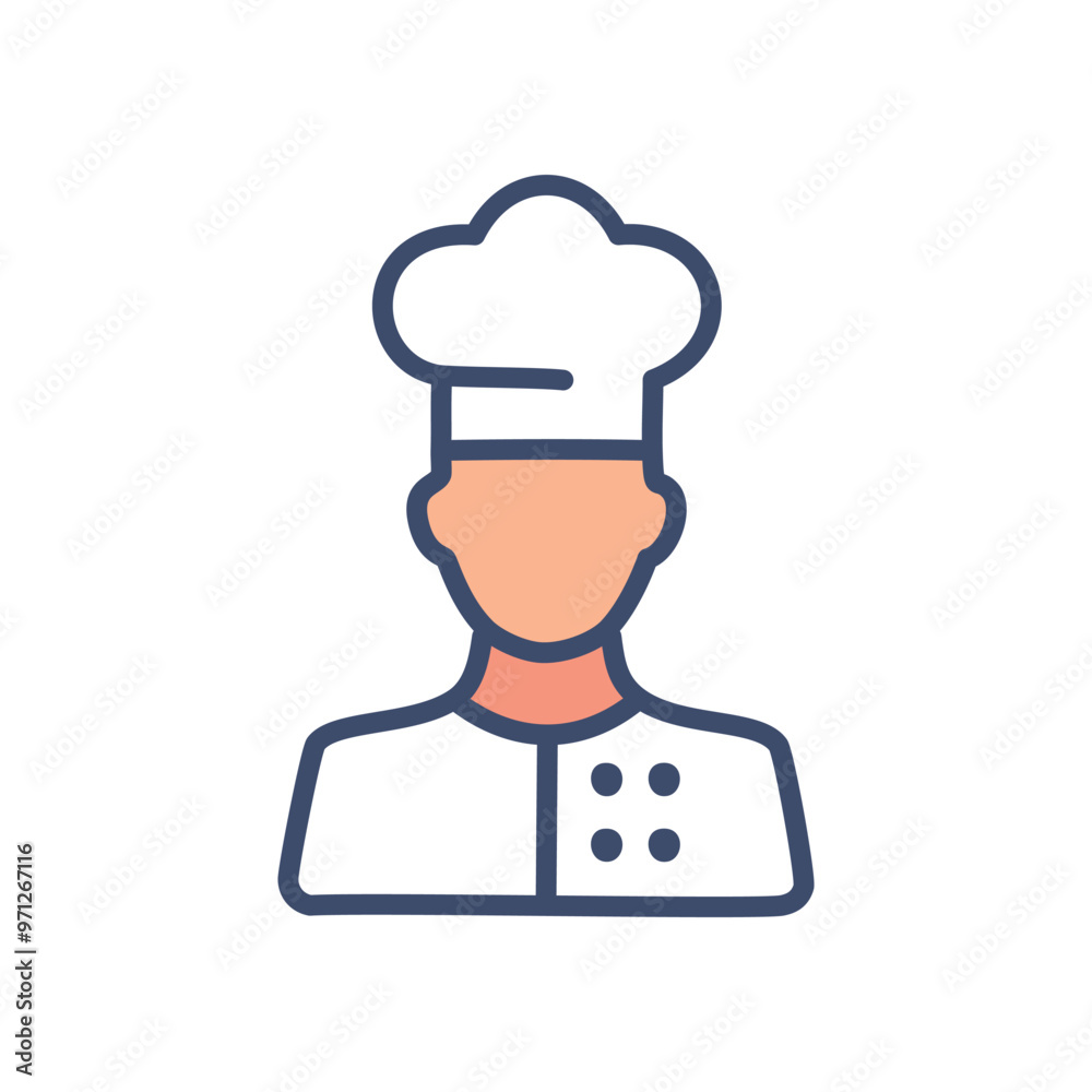Chef icon. Chef in a white uniform and hat. Perfect for culinary, restaurant, and food related projects. Chef icon. Chef in a white uniform and hat. Perfect for culinary, restaurant, and food related projects.