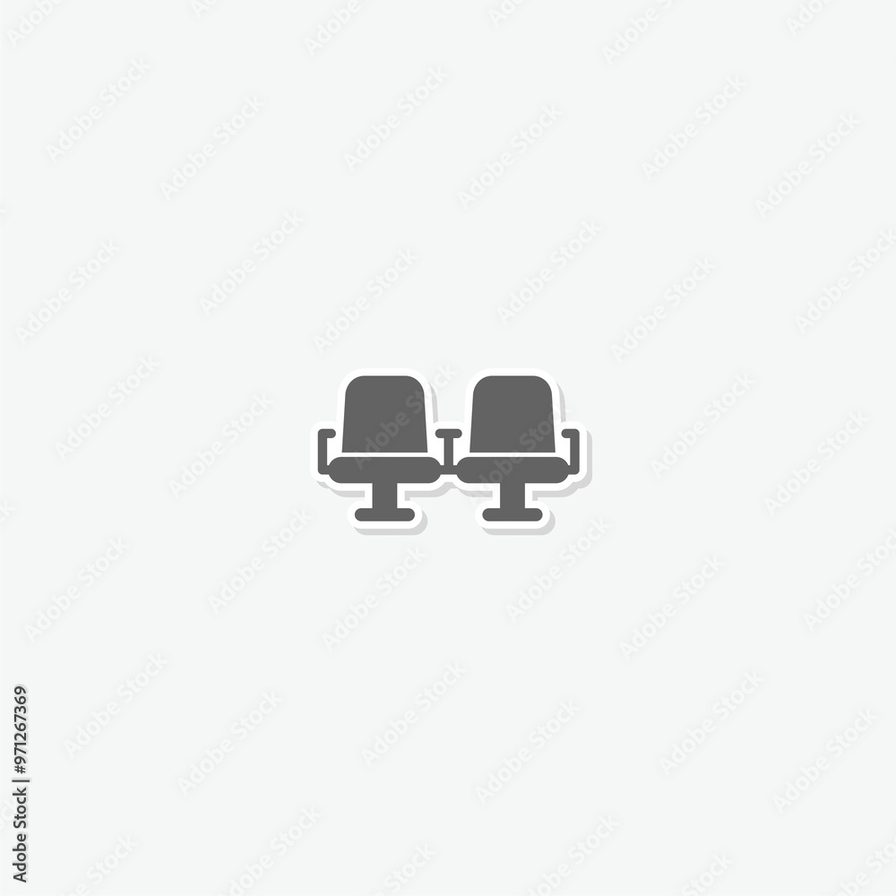 Cinema seat icon sticker isolated on gray background Cinema seat icon sticker isolated on gray background