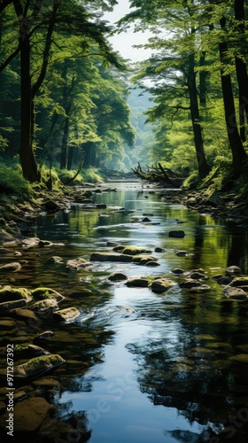 Tranquil stream in a forest