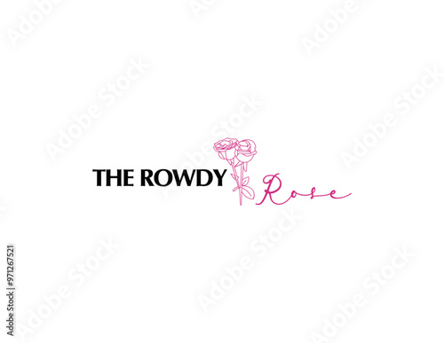 The-Rowdy-Rose, flower, rose, letter, letters, text, pink, black, professional, clean, clear, modern, creative, love, heart, valentine, day, design, logo, icon, romance, romantic, holiday