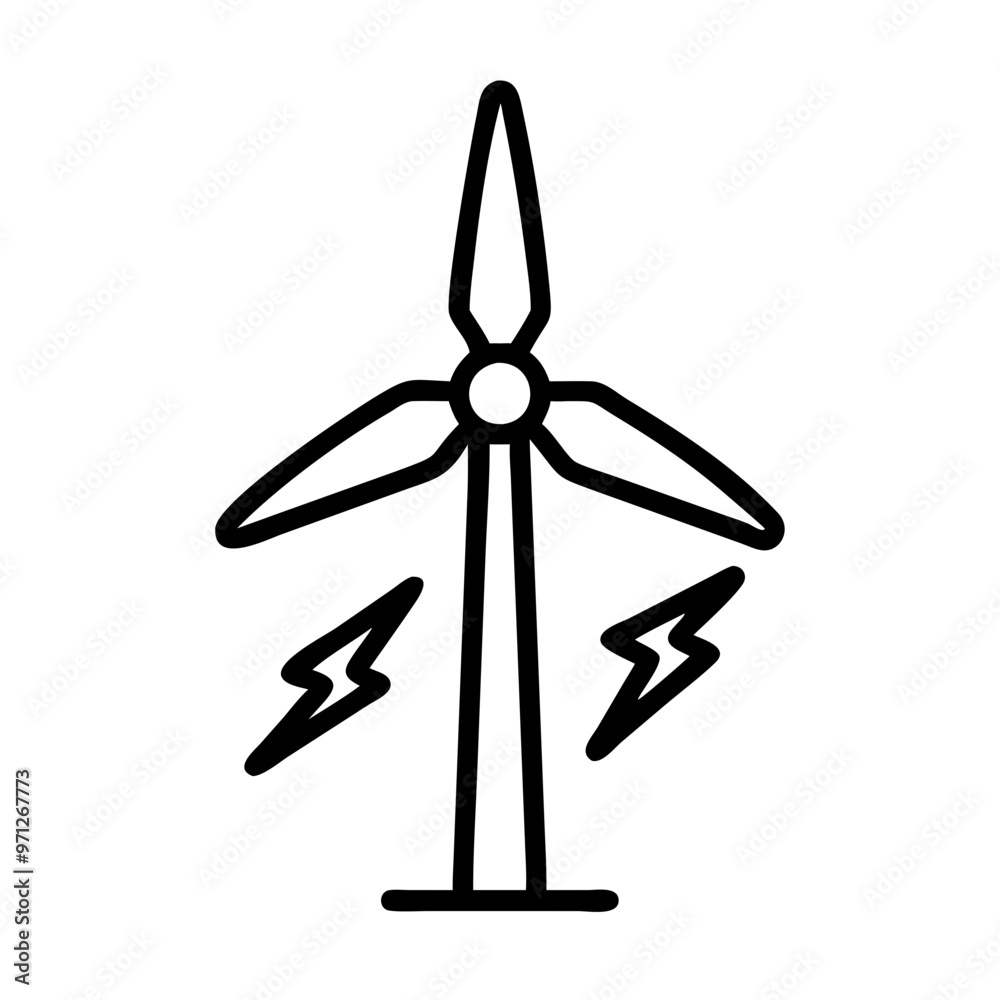 Wind Turbine, Clean Energy and Ecology Black Icon with Copy Space Wind Turbine, Clean Energy and Ecology Black Icon with Copy Space