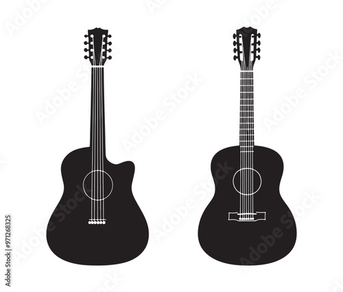 Acoustic guitar isolated on white guitar icon Vector illustration