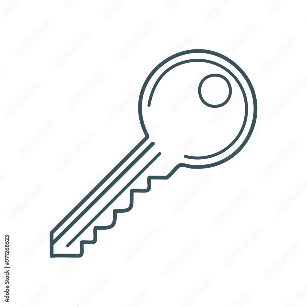 Key icon design. Simple line drawing of a key, perfect for graphic design projects. Use for unlock, access, and security concepts. Key icon design. Simple line drawing of a key, perfect for graphic design projects. Use for unlock, access, and security concepts.