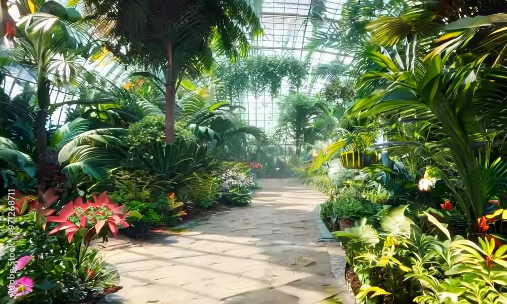 Exploring a lush botanical garden, hyperrealistic Video Exploring a lush botanical garden, hyperrealistic Video