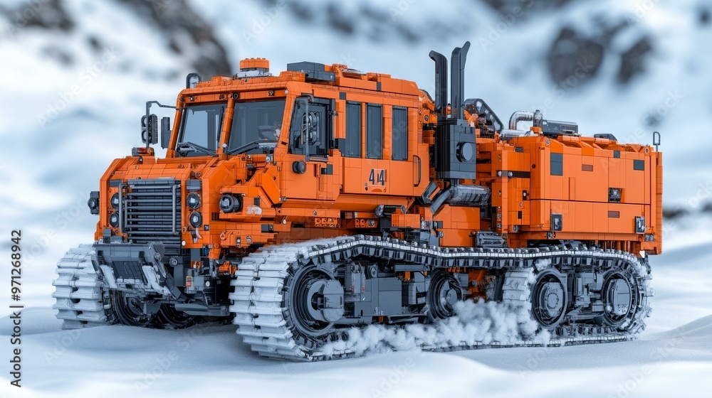 Orange Snow Tractor, Heavy-Duty Construction Vehicle Orange Snow Tractor, Heavy-Duty Construction Vehicle