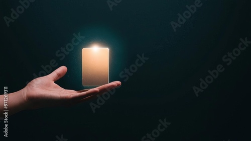 Futuristic Digital Card Hovering Above Hand photo