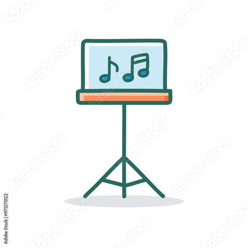 Music stand icon. Simple illustration of a music stand with notes, perfect for music-related designs.