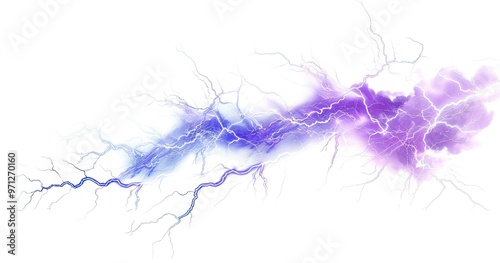 A vibrant depiction of lightning bolts in shades of blue and purple on white background, illustrating energy and dynamic movement.