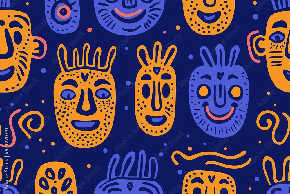 Vibrant Faces: A Colorful and Joyful Pattern