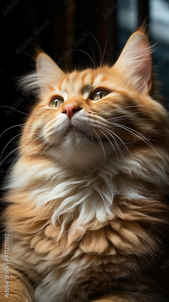 Orange tabby cat looking up Orange tabby cat looking up