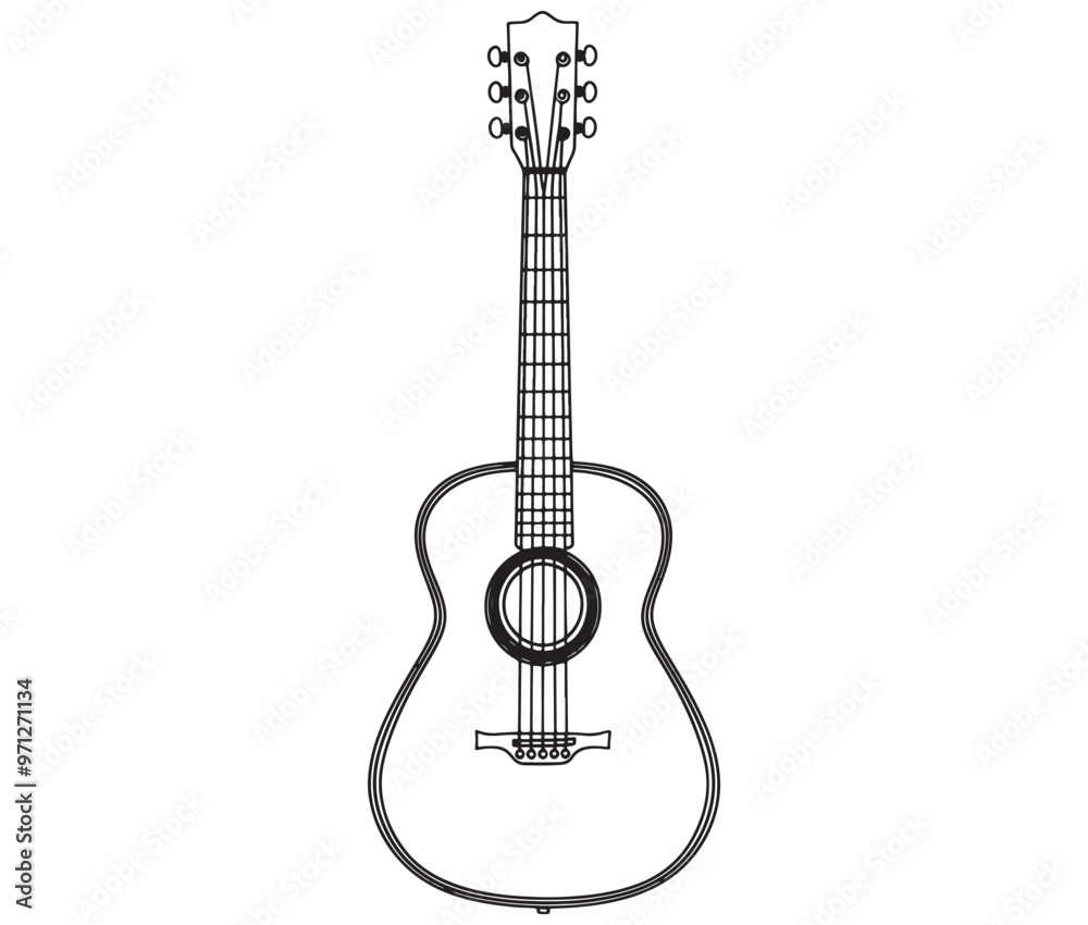 Obraz premium Acoustic guitar isolated on white guitar icon Vector illustration