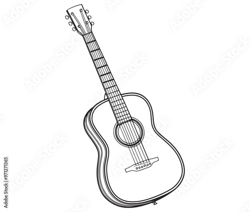 Acoustic guitar isolated on white guitar icon Vector illustration