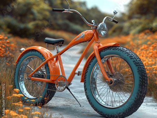 Orange Vintage Bicycle on a Path