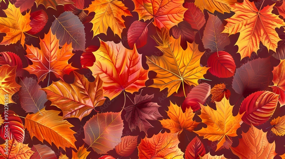 A Collection of Colorful Autumn Leaves with Intricate Veining A Collection of Colorful Autumn Leaves with Intricate Veining