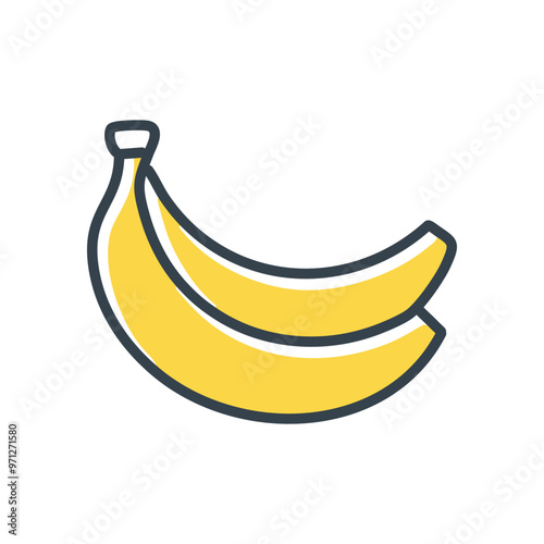 Two yellow bananas. Two ripe yellow bananas stacked together, symbolizing unity, friendship, or a pair.