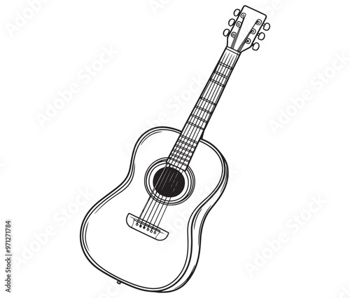 Acoustic guitar isolated on white guitar icon Vector illustration